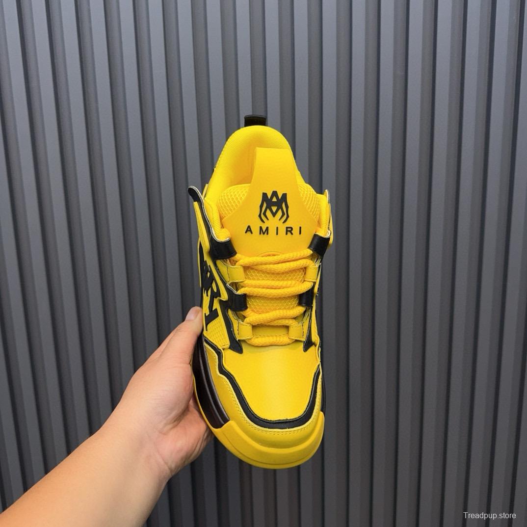 2024 Unisex Amiri Yellow Black Leather Sneakers MJ00410