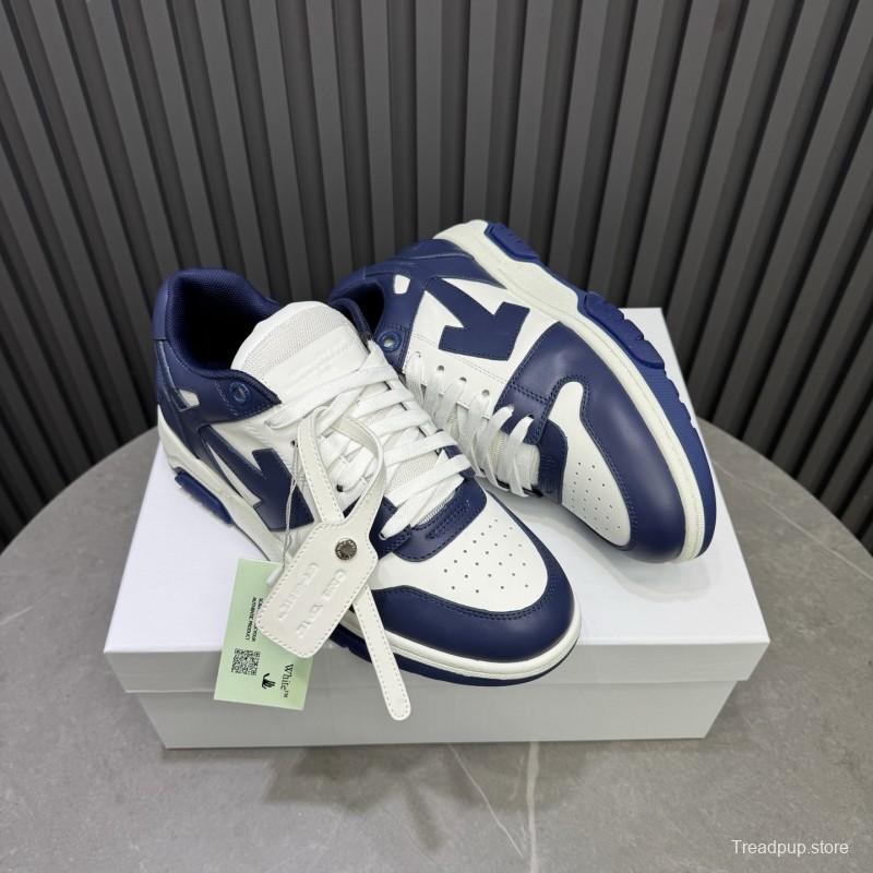 2025 Unisex Off-White Navy White Leather Sneakers MJ00320