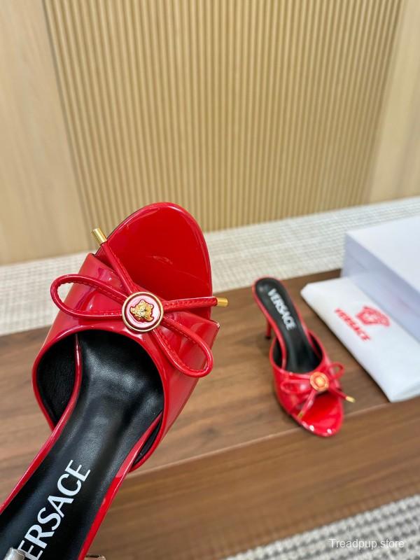 2025 Women VERSACE Red Patent Leather High Heel Bow LY00210