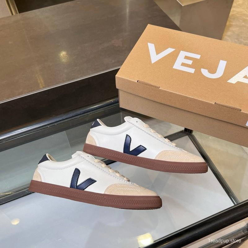2025 Women VEJA White Beige Navy Suede Leather Casual Sneakers MJ00251