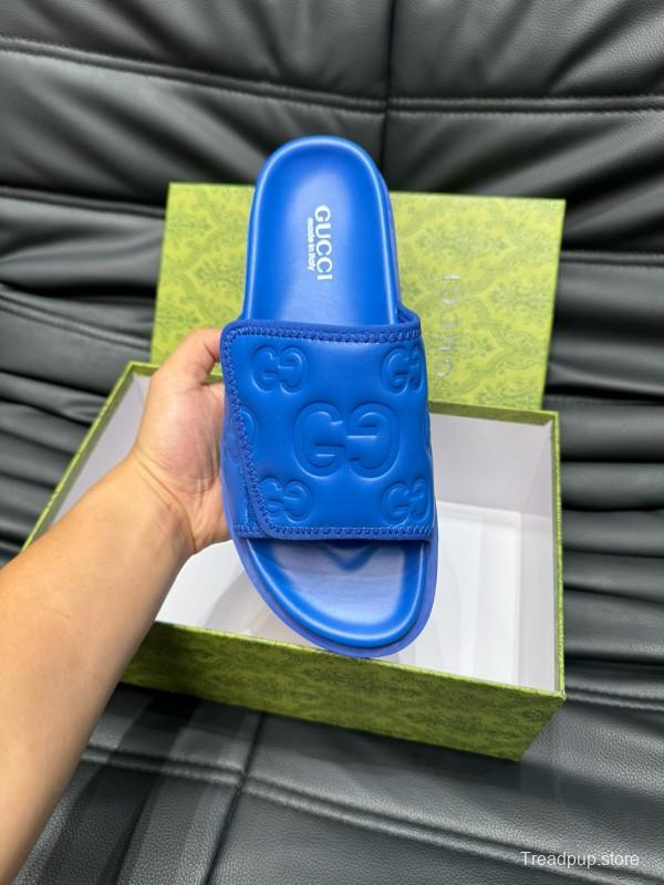2024 Slippers Gucci Blue Leather Slippers MJ00200