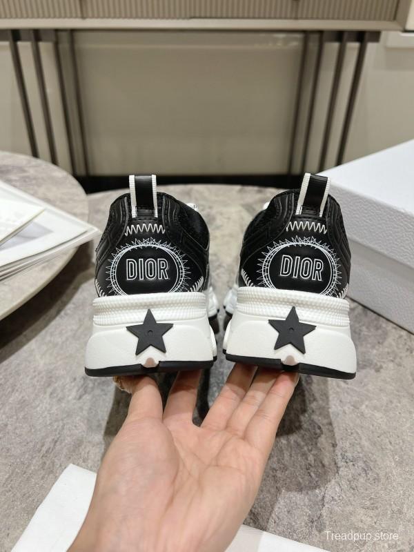 2025 Women Dior Black Leather Mesh Sneakers