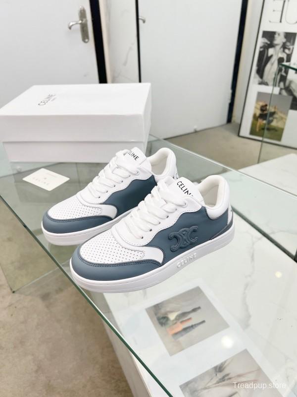 2025 Unisex CELINE White Grey Leather Sneakers