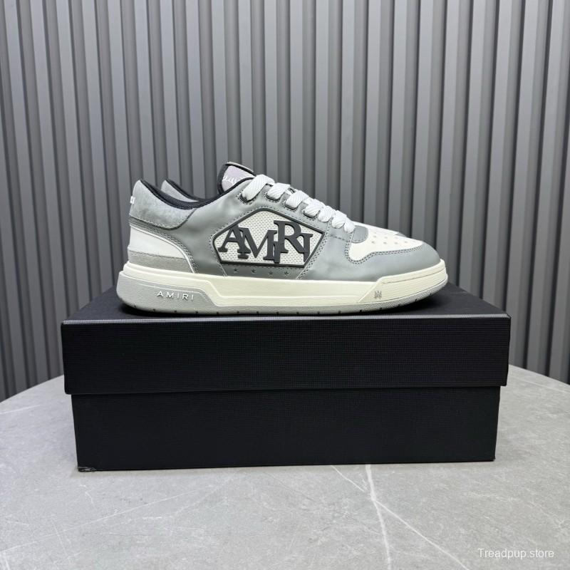 2025 Unisex Amiri White Grey Leather Sneakers MJ00360