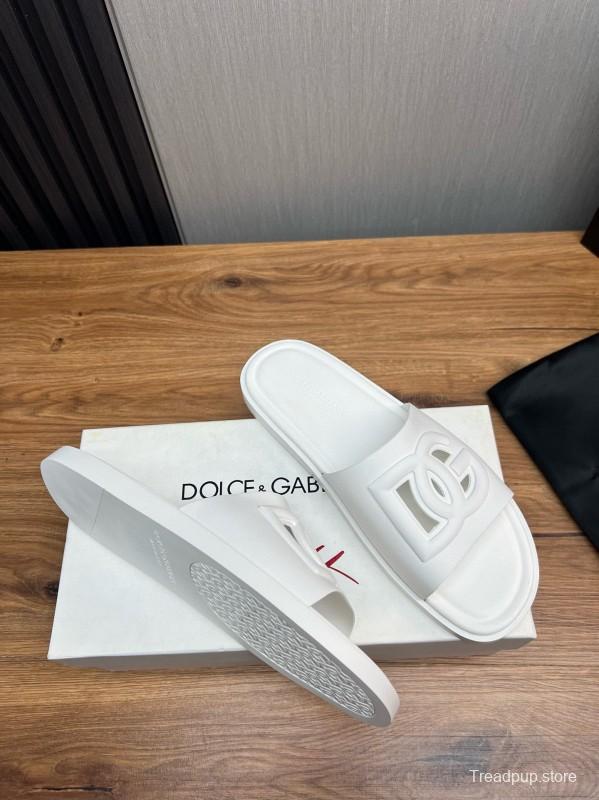 2025 Dolce & Gabbana White Rubber Slippers