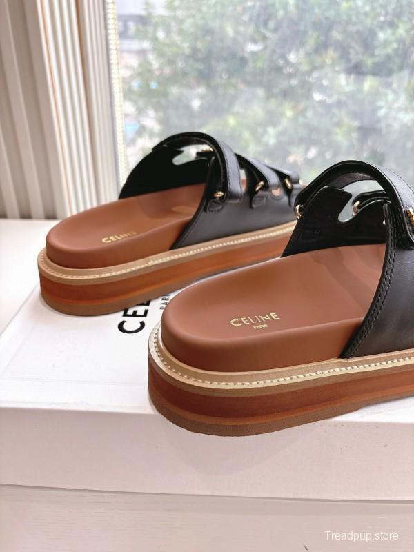 2025 CELINE Black Leather Slippers