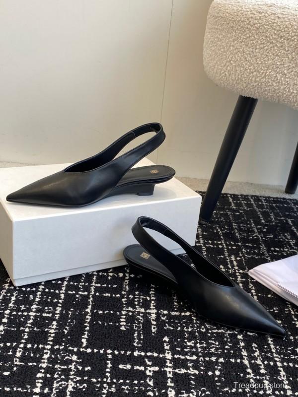 2025 Women Toteme Black Leather Slingback Pumps