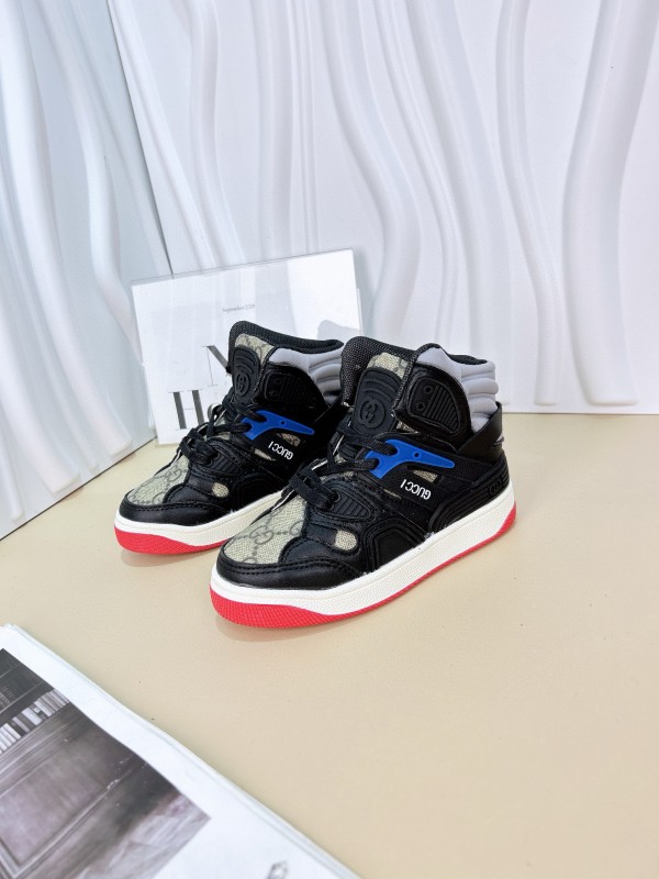 2024 Kids Gucci White Black Purple Green Leather Sneaker