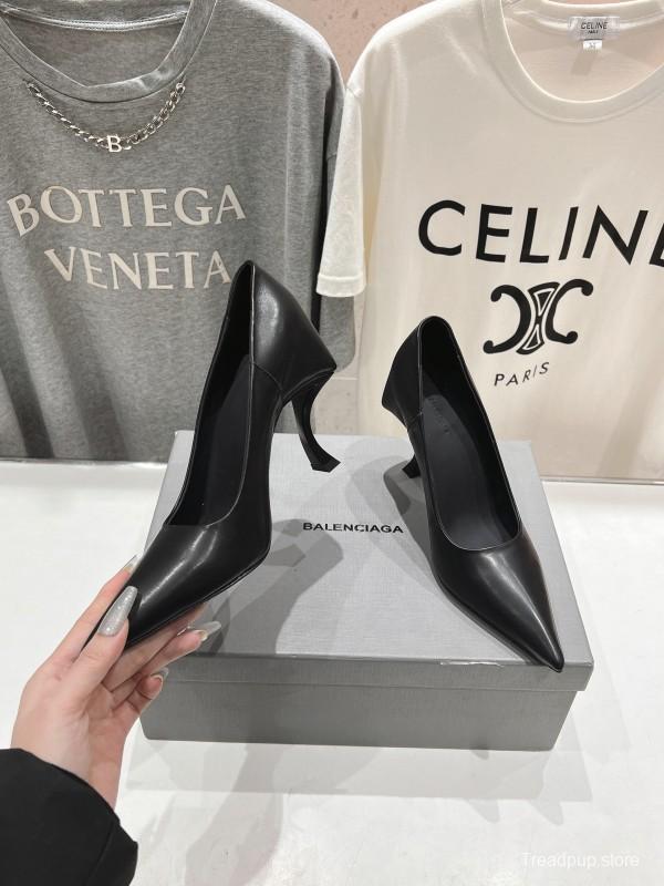 2025 Women Balenciaga Black Leather High Heels
