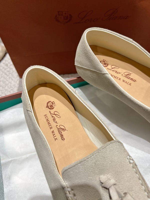 2025 Women Le Parmentier Beige Suede Loafers Tassel LY00291