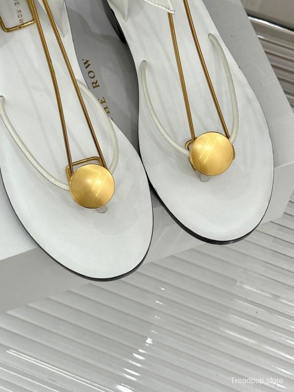 2025 Women Yves Saint Laurent White Leather Strappy Sandals KFY00300