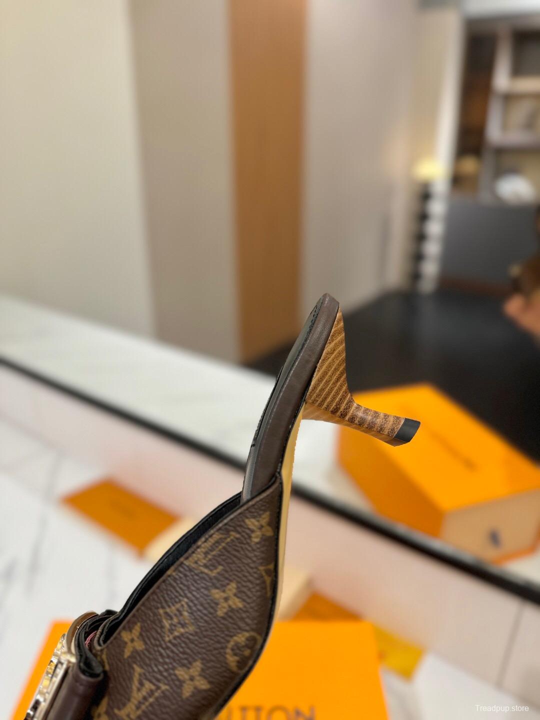 2025 Women Louis Vuitton Brown Leather Mules KFY00320