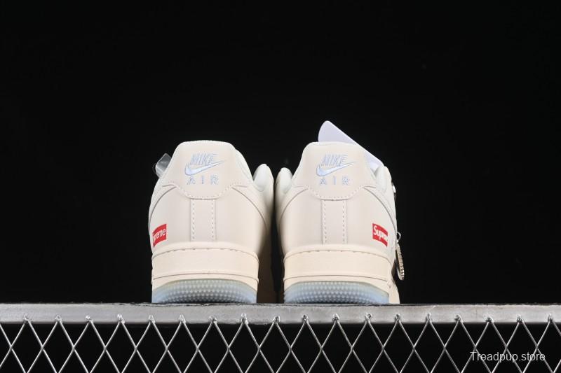 Nike Air Force 1 '07 Low Supreme Collaboration Two-Tone Beige Blue Casual Skate Shoes - XX3168-179
