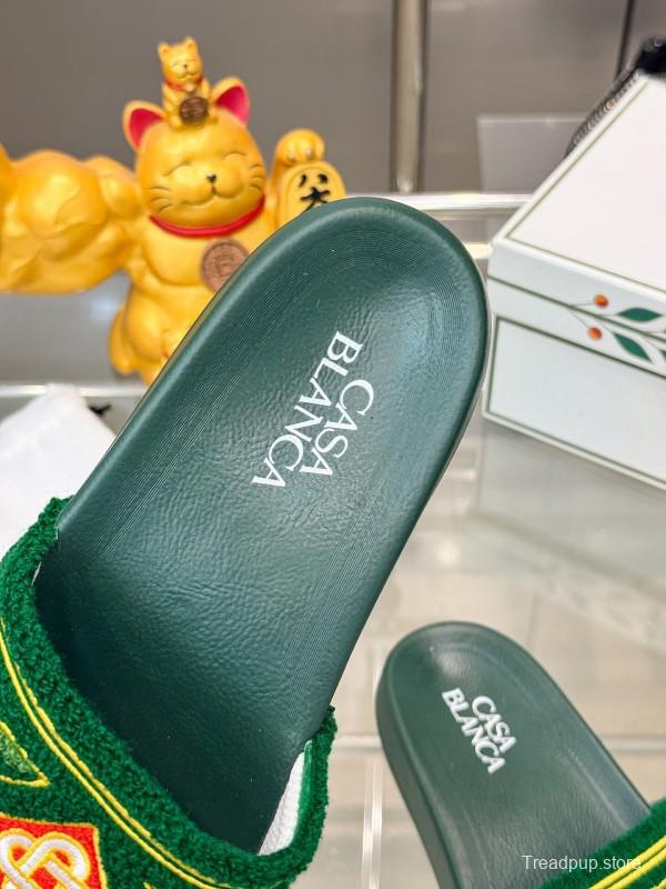 2025 Men CASA BLANCA Green Embroidery Slippers Original Embroidery KFY00160