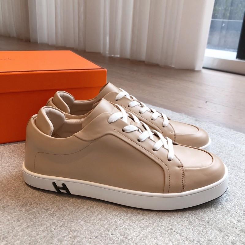 2025 Unisex H Beige Leather Sneakers AS00380
