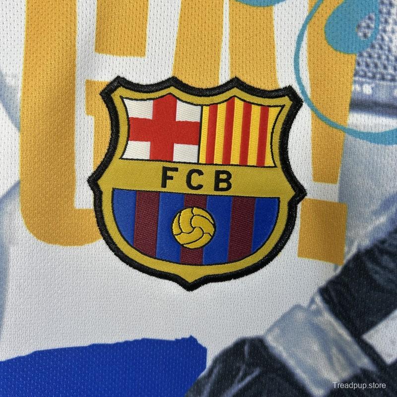 25/26 FC Barcelona White with Collage Art Jersey