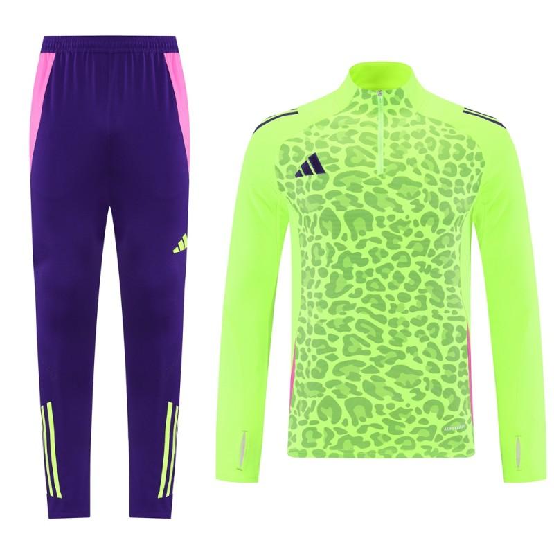 2025 Adidas Purple/Neon Green Half Zipper Jacket +Long Pants