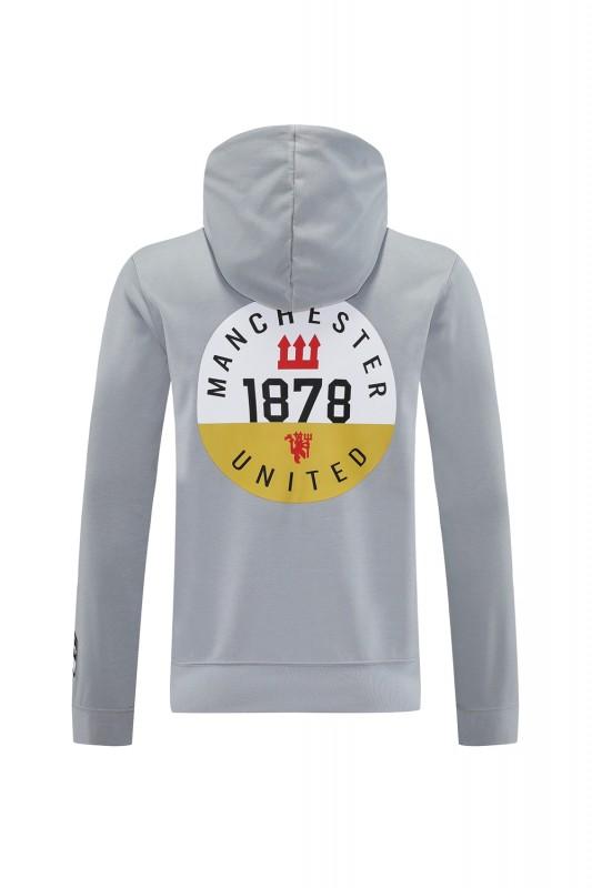 25/26 Manchester United Hooide Grey Full Zipper Jacket + Long Pants