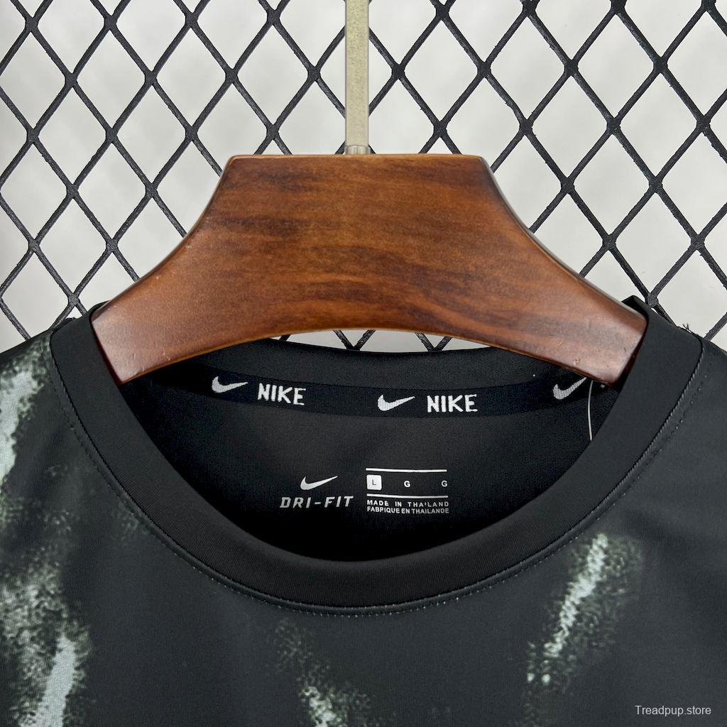 2025 NIKE Training Black with Abstract Paint Pattern T-Shirt #1045