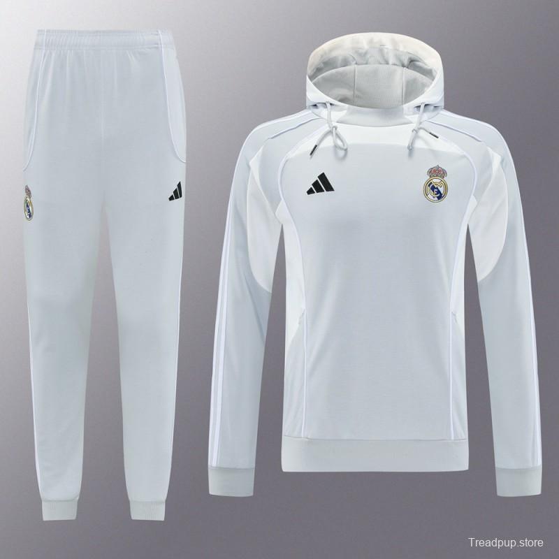 25/26 Real Madrid Hoodie Full Zipper Jacket + Long Pants