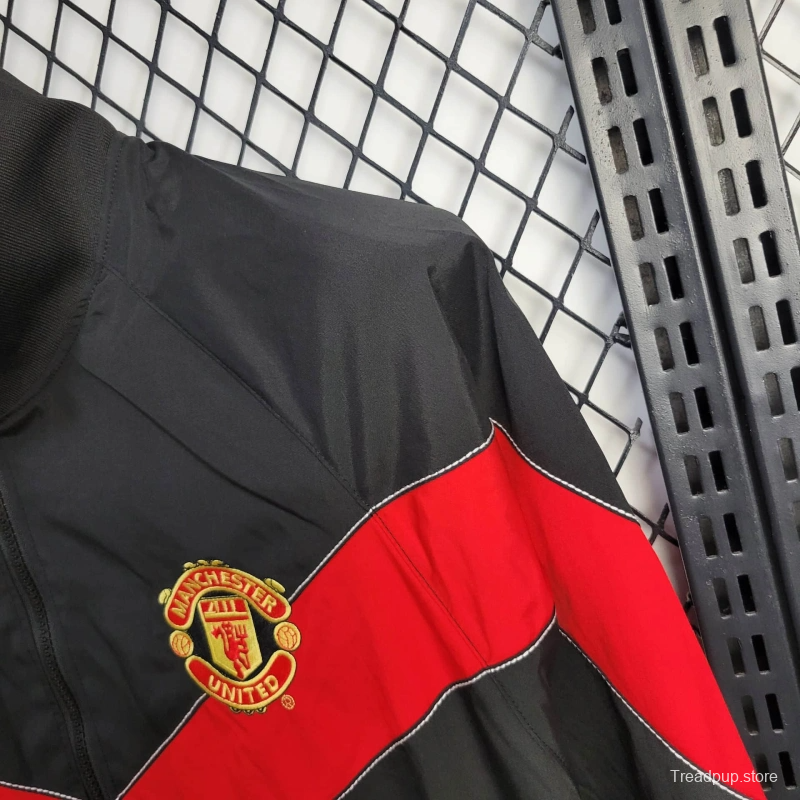 25/26 Manchester United Jacket Black/Red Windbreaker