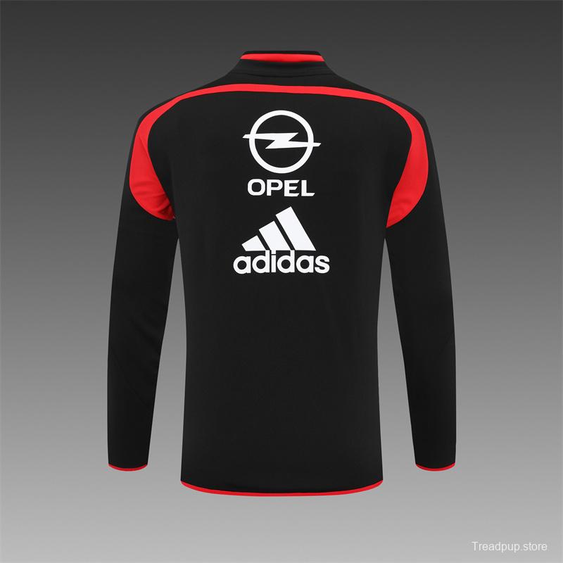 Retro 04/05 AC Milan Black Half Zipper Jacket+Long Pants