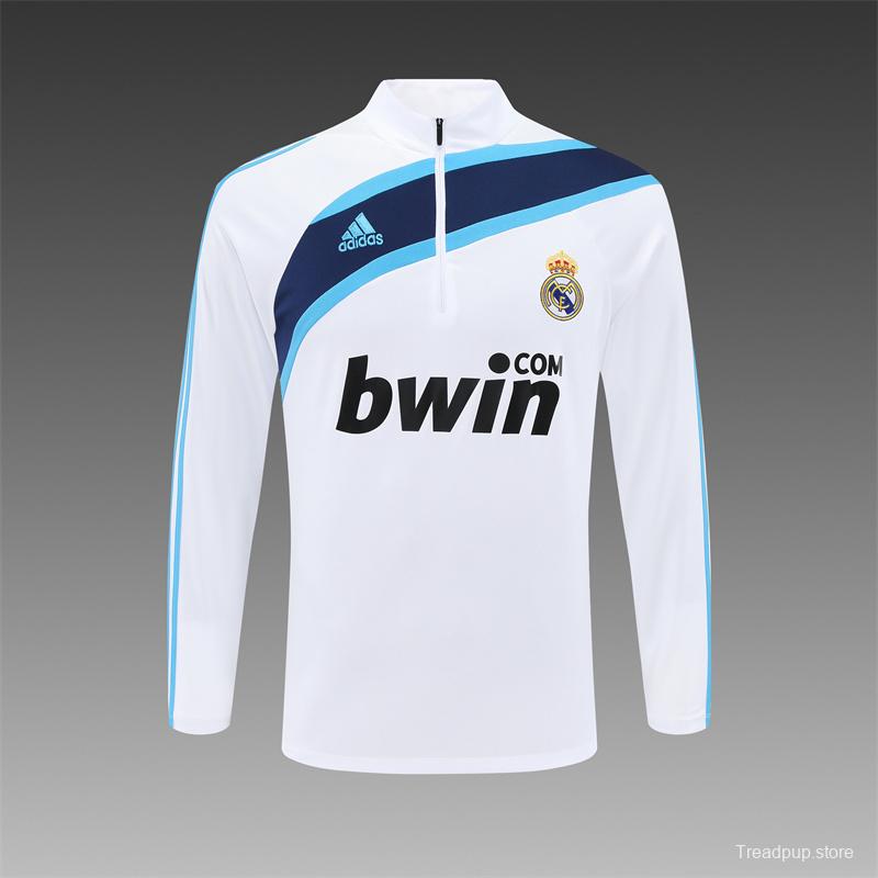 Retro 09/10 Real Madrid White Half Zipper Jacket