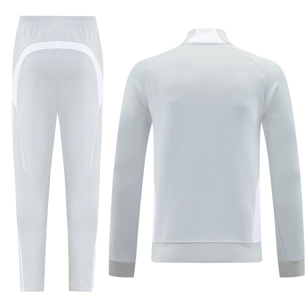 25/26 Real Madrid Grey Full Zipper Jacket + Long Pants