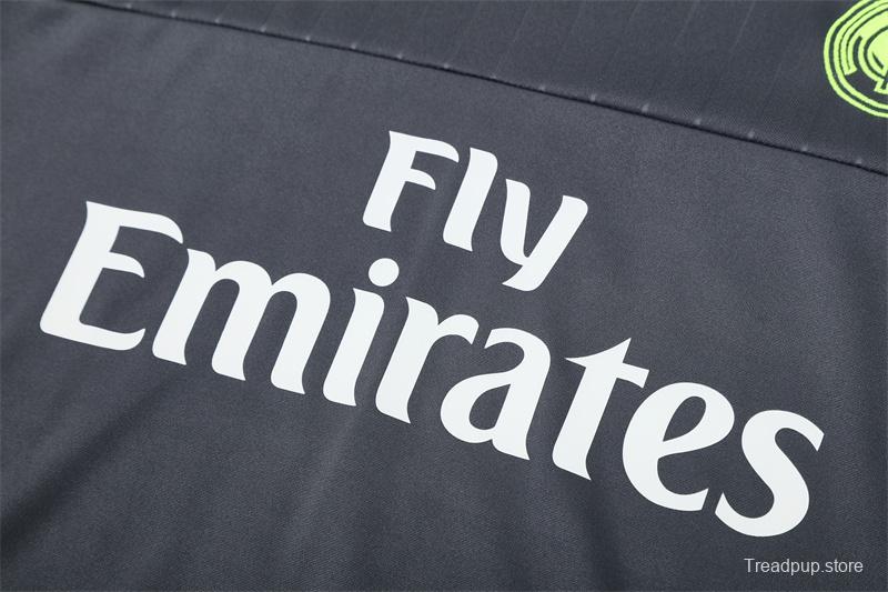 Retro 15/16 Real Madrid Dark Grey Half Zipper Jacket