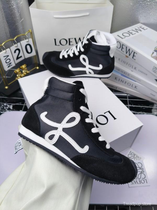 LOEWE High-Top German Training Sneakers Retro Fashion Casual White Shoes - LY00330
