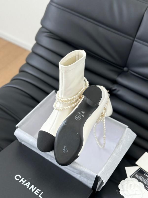 Chanel 2025/SS Haute Couture Pearl Collection Mary Jane Ankle Boots - LY00360
