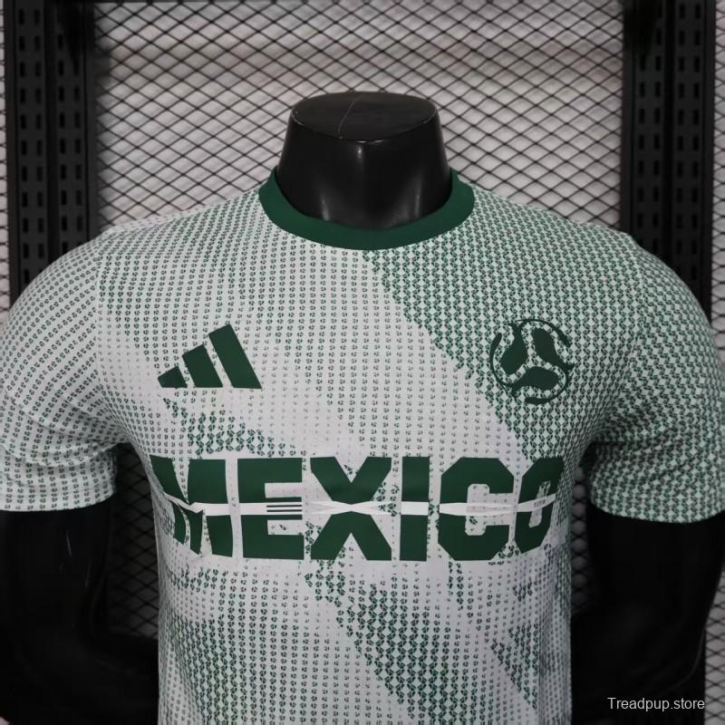 2025 Player Version  Mexico Away White with Halftone Dot Pattern World Cup Commemorative Jersey