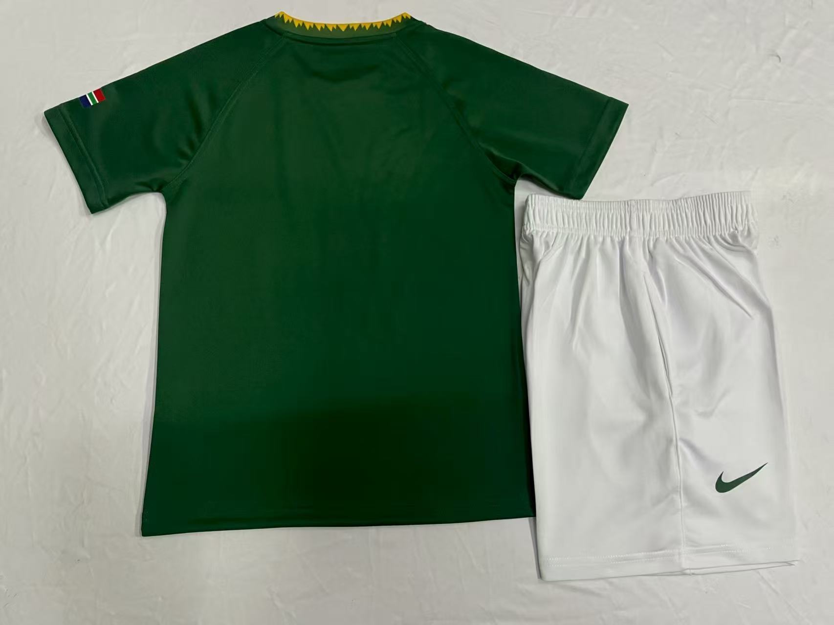 2026 Kids South Africa Home Springboks Green with Gold Trim Rugby Jersey