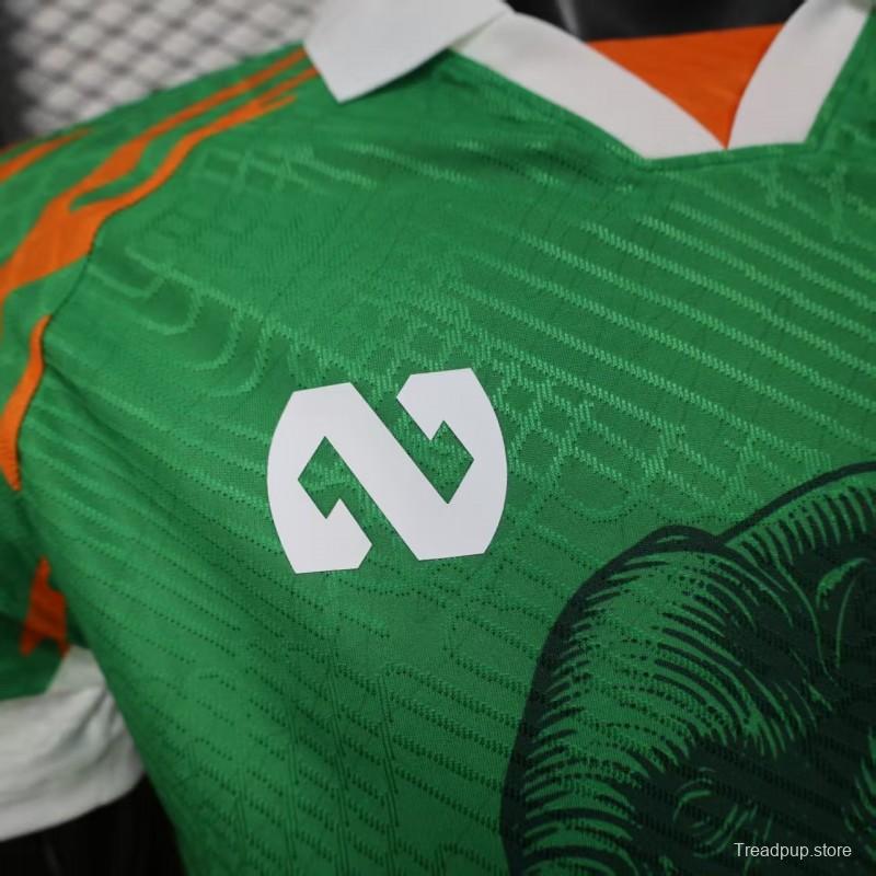 Player Version 2025 Ivory Coast Green with Elephant Graphic and Orange Trim Jersey