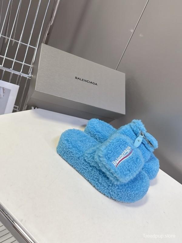 Balenciaga 2025 SS Couple Edition Coca-Cola Fur Slides - KFY00230