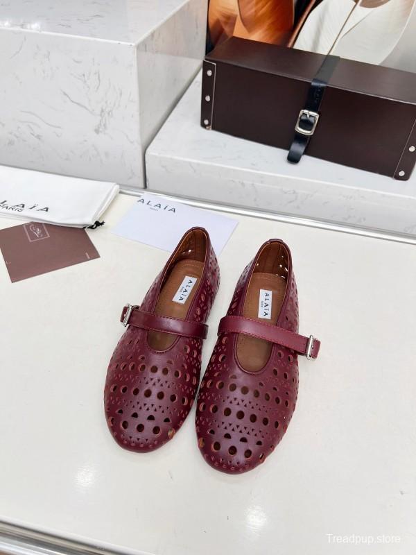 Alaia 2025/SS Perforated Ballet Flats - LY00320