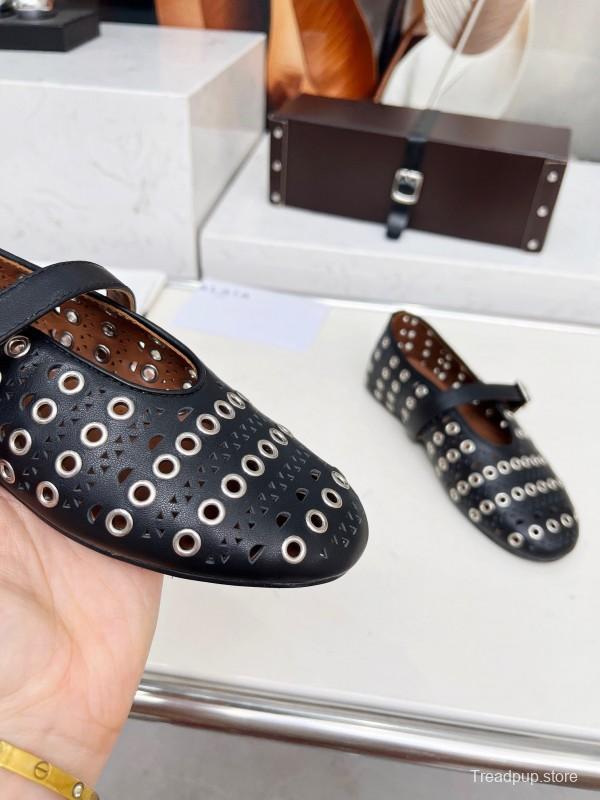 Alaia 2025/SS Perforated Ballet Flats - LY00320