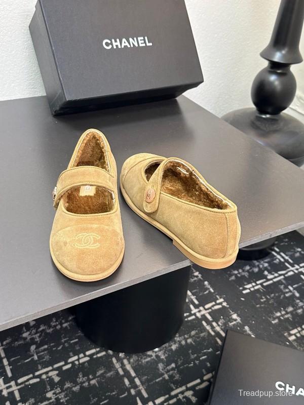 Chanel 2025 SS New French Style Mary Jane Flat Shoes with Fur - KFY00300