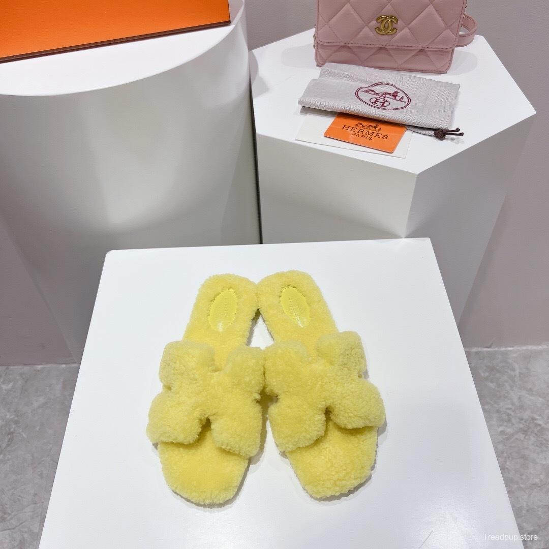 H Teddy Wool H Slippers Flat Sole Winter Edition - LY00240
