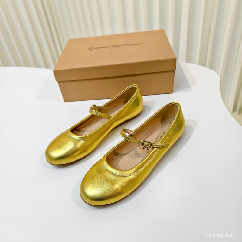 Gianvito Rossi Bohemian Style Flat Ballet Shoes with Simple Buckle Strap - LY00310