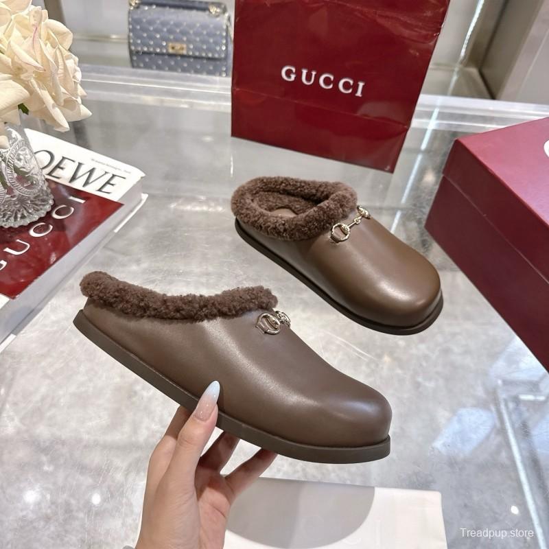 Gucci 2025 SS Autumn Winter New Suede Leather Horsebit Detail Women's Wool Loafers - LY00260