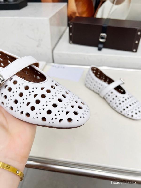 Alaia 2025/SS Perforated Ballet Flats - LY00320