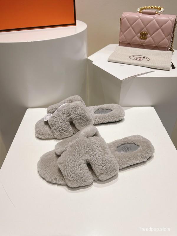 Hermès Teddy Wool Flat Slippers - LY00240