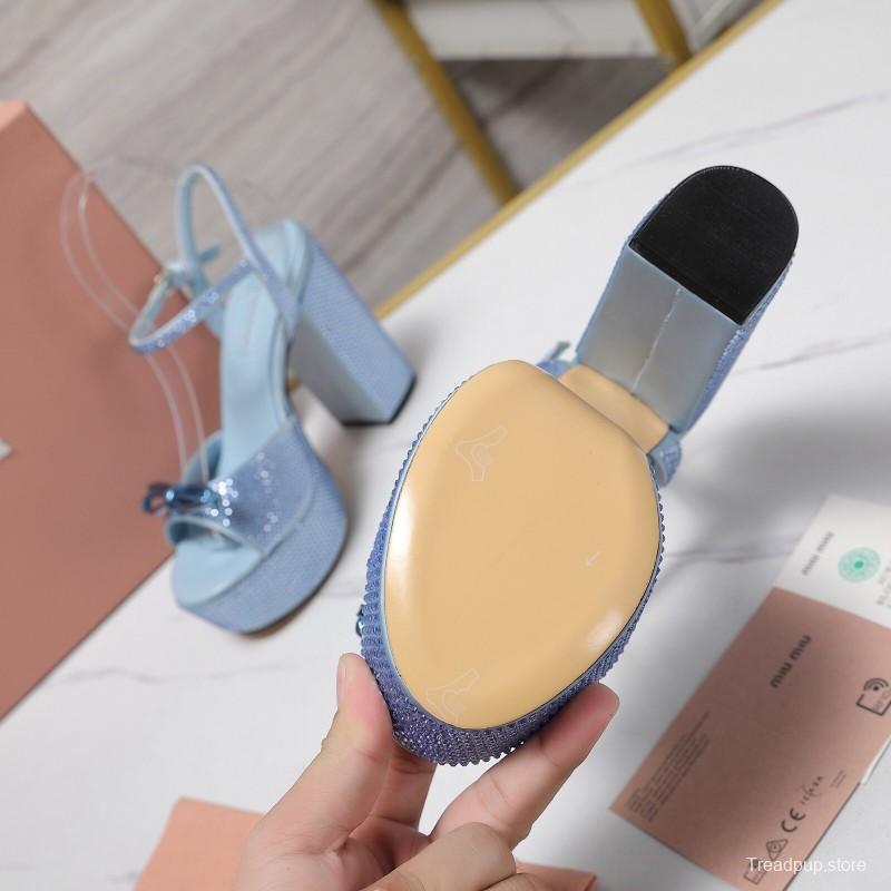 MIUMIU Bling Bling Swarovski Crystal Sandals with 11.5cm Heel - KFY00340