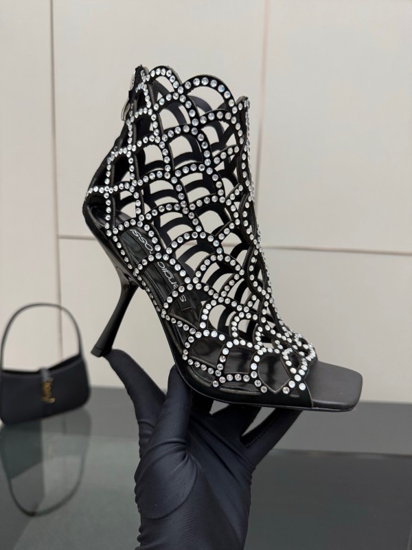 Sergio Rossi Mermaid Sandals 2025 SS Collection Fishnet High Heels - KFY00470