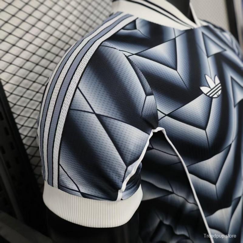 Player Version  1988/89 Real Madrid Third Navy Blue with 3D Geometric Chevron Pattern Jersey