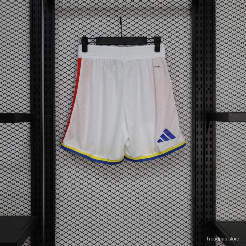2026 Player Version Colombia White with Red Side Stripes Shorts