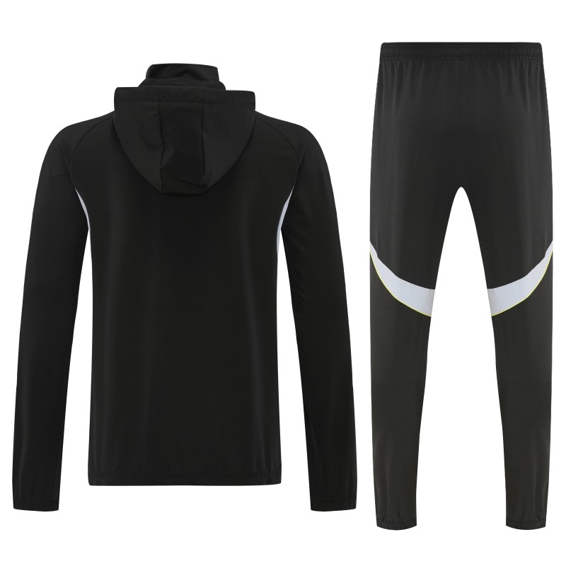 26/27 Adidas Black Full Zipper Hooded Jacket Tracksuit + Long Pants