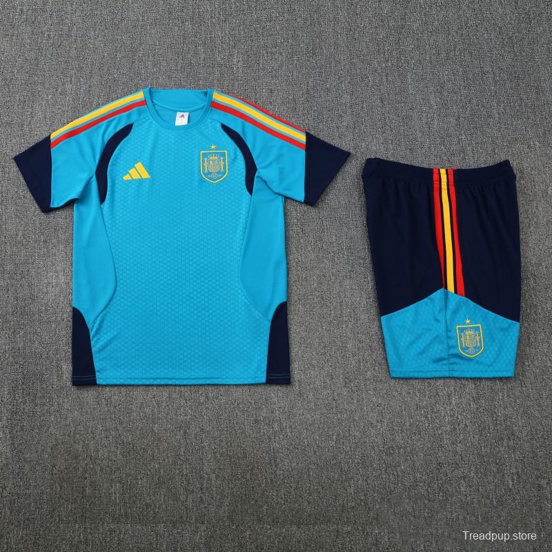 26/27 Spain Light Blue Short Sleeve+Soccer Shorts