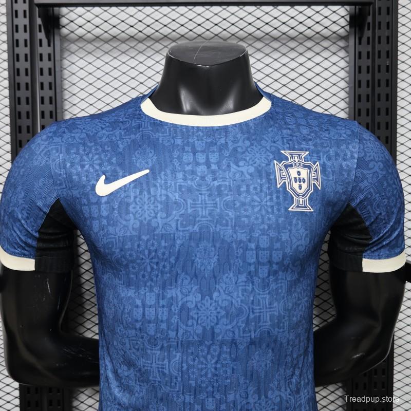 Player Version 2027 Portugal Away Blue with Jacquard Pattern Jersey